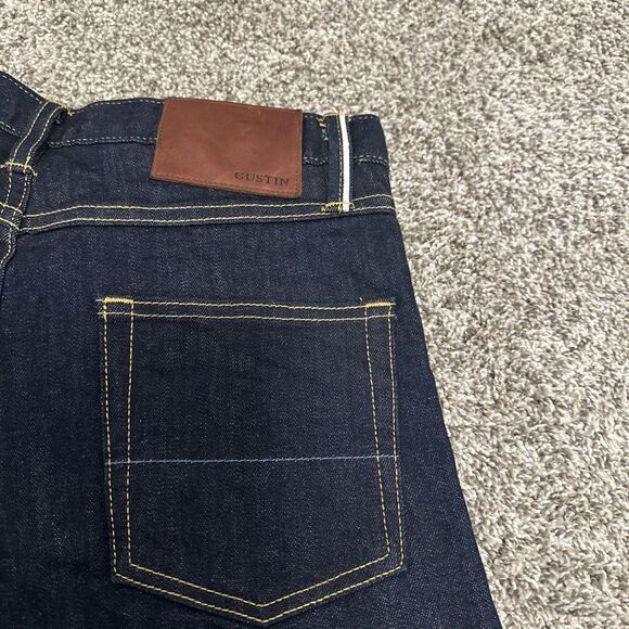 Gustin Selvedge Jeans Men’s Size 31x33 Blue Denim Straight Button Fly USA Made - Picture 10 of 11
